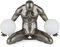ADM - 'Die Auswahl' - Tischlampe mit moderne figurative Skulptur aus Harz Metalleffekt und Lampenschirm aus Polyethylen - Anthrazit - H32 cm