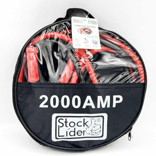 Stock Lider- Cables de Arranque para Batería de Coche 2-3M, Pinzas para bateria de coche carga de emergencia, Agarre fuerte, Pinzas para cohce, Incluye bolsa de Trasnporte (Cables de Batería 2000 Amp)