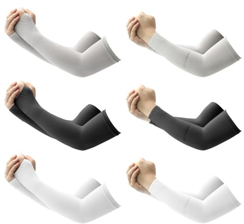Scettar 6 Pares Mangas de Brazo para Hombres y Mujeres, Manga Protectora Solar Transpirable Manguitos Ciclismo, Mangas de Protección UV para Conducir, Golf, Pesca, Ciclismo, Senderismo, Hacer