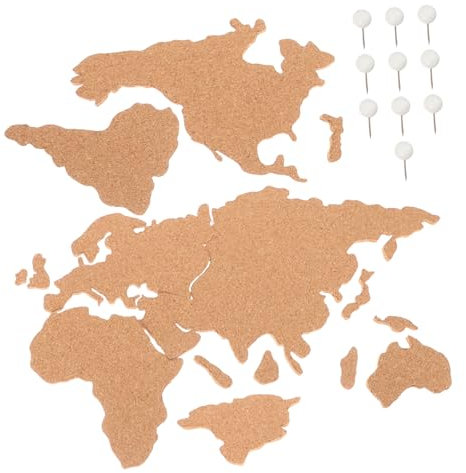 UTHCLO Mappa Del Mondo in Sughero e Legno Da Parete Rustica Adesivo Decorazione Murale Resistente Per Casa e Aula