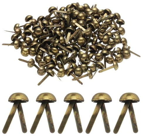 QUARKZMAN 100 Piezas De Clavijas De Papel, 6mm x 13mm Clavijas Metálicas Para Manualidades, Pequeñas Clavijas Redondas De Latón Para Manualidades Infantiles, Bronce