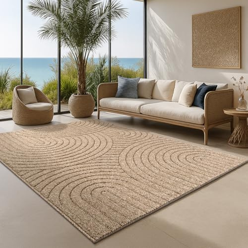 the carpet Cairo - Outdoor Teppich für Balkon & Terrasse – wetterfest, pflegeleicht, moderner Teppich im Jute-Look mit Loop-Struktur, robust & langlebig für Wohnzimmer, Esszimmer, ca. 120 x 160 cm