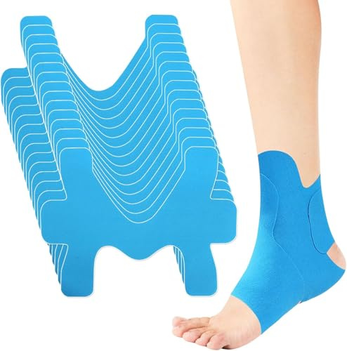 15 stycken förskurna kinesiotejp för fotled, kinesiologitejp förskurna ankelled, fotled Kinesio Tape stabilisering fysiotejp vattentät fysiotejp för ankelsmärta, ankelstöd