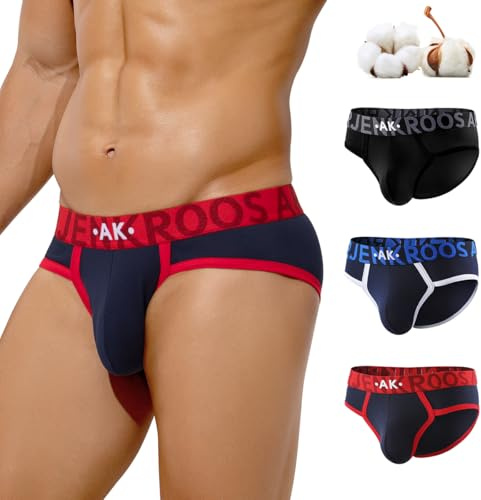 Arjen Kroos Lot de 3 Slip Homme Coton, Design Exclusif, Taille Haute, Couleurs Contrastées