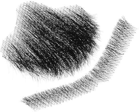 GAROZATION Bigote Falso Realista de Cabello Humano Tejido a Mano, Barba Postiza Negra Ajustable para Disfraz, Cosplay y Maquillaje Teatral, Vello Facial Artificial Cómodo y Duradero