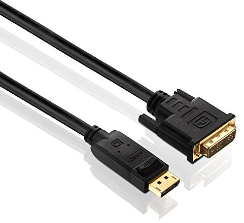PureLink PI5200-030 DisplayPort till DVI-D-adapterkabel (2K FullHD (1080p), Ethernet), (DisplayPort-kontakt (20pin) till DVI-D-kontakt (18+1pin), certifierad, 3,00 m, svart kabel