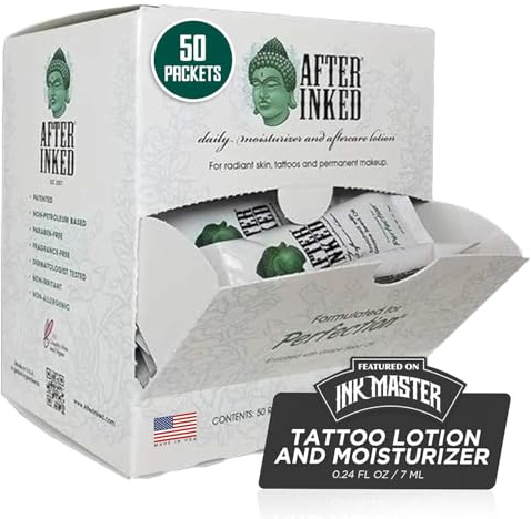 After Inked Aftercare Lotion, 50 x 7 ml, för vård av nya tatueringar, halvpermanent smink, mikro
