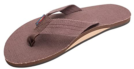 Rainbow Sandals Men's Hemp Single Layer Wide Strap With Arch, Brown, Men's Large / 9.5-10.5 D(M) US