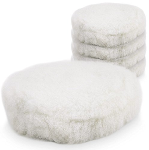 BITUXX® 180mm Wollhaube Polierpad Wollpad Polierfell Wollpuffer Polierhauben Lammfell für Autopoliermaschinen (5X)