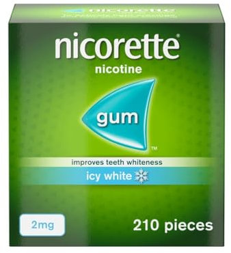 Nicorette Icy White 2mg Gum (210 Pieces), Discreet Stop Smoking and Stop Vaping Aid to Help you Quit For Good, Tackle Cravings and Withdrawal Symptoms, Nicotine Gum (Quit Smoking or Vaping)