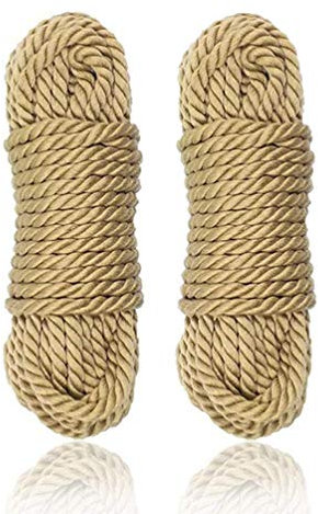 Hanyi [2 Pack] 10 M / 32 Fuß 8mm Baumwollseil Bondageseil für Binden von Gepäck, Schlafzimmerfantasien, Nähen, Verpackungswerkzeuge