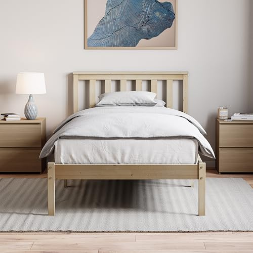 Vida Designs Milan Single Bed, 3ft, Bed Frame, Solid Pine Wood, Headboard, Low Foot End, Bedroom Furniture, Pine