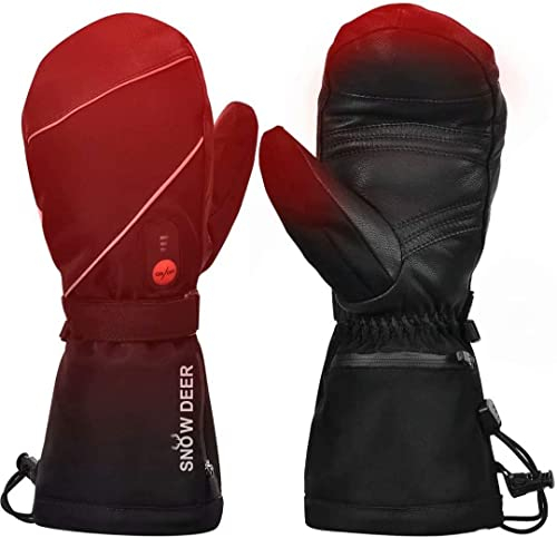 Beheizte Handschuhe,Wiederaufladbarem Lithium Akku 7.4V 2200MAH Skifahren Fausthandschuhe Herren und Damen für Skifahren,Jagen,Angeln,Reiten,Radfahren,Camping, Wandern,Motorradfahren Handwärmer