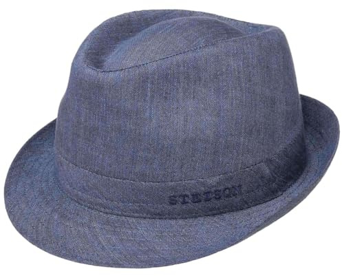 Stetson Geneva Trilby Hut Made in Italy Damen Herren Frühling Sommer blau 58 cm