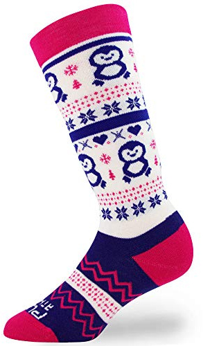 Pure Athlete Ski Socks Youth, Toddler, Boys, Girls - Kids Snowboard Sock, Warm Wool Winter (1 Pair - Pink/Purple, S/M)