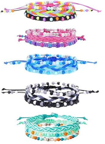 YANMIN 15pcs Braided Beaded Friendship Bracelets for Teens Girls Handmade Stackable Woven Cute Girls Bracelets Teenager Pinata Goody Bag Stocking Stuffers Tween Birthday Party Favors