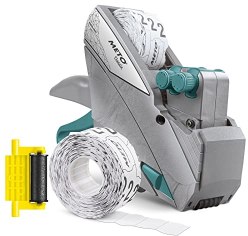 Meto Classic L Preisauszeichner Set – Preis, Grundpreis (2-zeilig, 19-stellig für 32x19 mm Etiketten, sofort einsatzbereit) 1x Handauszeichner