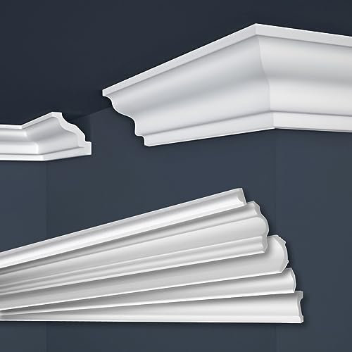Marbet, listelli da soffitto in polistirene XPS, modanature in stucco di alta qualità, leggeri e robusti, dal design moderno (confezione risparmio da 78 metri, E-08, 72x72 mm), listello angolare