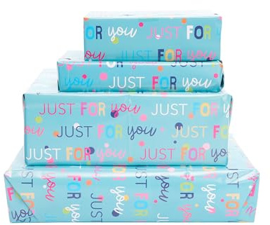 UK Greetings 2 Sheets of Wrapping Paper & 2 Tags for Her/Friend - Pink & Blue Design