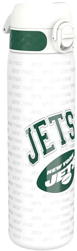 ion8 NFL New York Jets Leichte Edelstahl Trinkflasche, 600 ml/20 oz, nicht isoliert, auslaufsicher, leicht zu öffnen, sicherer Verschluss, spülmaschinenfest, Klappdeckel, passt in Getränkehalter