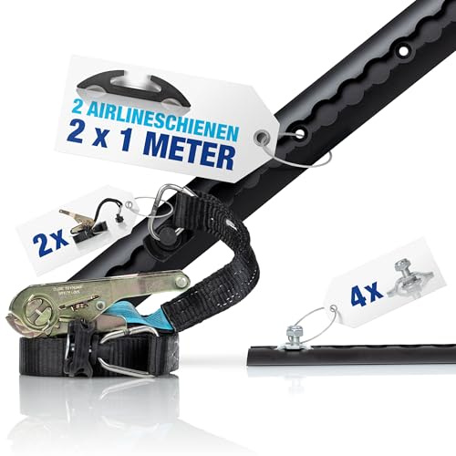 NTG Blackline Rails d'aviation en aluminium - Percé et anodisé noir - Forme semi-circulaire de 1 m - Certifié TÜV - Rail d'arrimage pour camions et camping-cars
