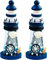 AMJKEJI 2 Stück Holz Leuchtturm Modell Nautische Maritime Deko Fee Garten Ornamente Hochzeit Tischdeko für Badezimmer Kinderzimmer Blumentopf