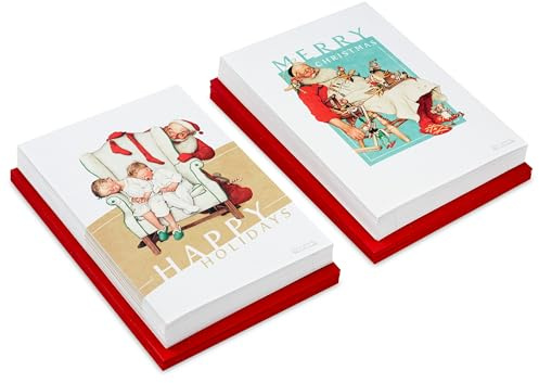 Hallmark Norman Rockwell julkort i låda (40 kort och 40 kuvert) snoozing Santa, sömniga barn