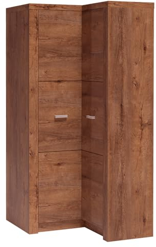Lomadox Eckkleiderschrank Kleiderschrank Garderobenschrank Schlafzimmerschrank Hängeschrank Wardrobe modern in braun