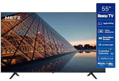 Metz Smart TV 55 inch HD Roku TV MRD6000 Series Television with HDR10 Direct LED Dolby Digital Voice Control