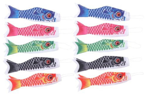 KONTONTY Mangas De Viento Decorativas Para Exteriores Koinobori 10 Piezas 5 Estilos Tela Liviana Color Vibrante Para Jardín Fiesta Tradicional Japonesa