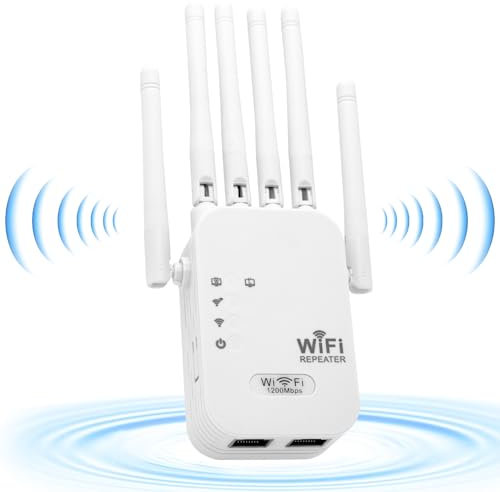 Amplificador de Señal WiFi para Hogar/Oficina, Repetidor WiFi Doble Banda 1200Mbps, 5GHz & 2,4GHz, Modo Repetidor/Router/Ap