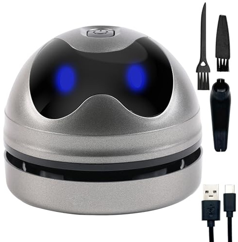 Hallocool Desktop Vacuum Cleaner Mini Vacuum Cleaner for Desk Table Crumbs Vacuum Sweeper USB Type-C Rechargeable Keyboard Computer Vacuum Cleaner with Nozzle