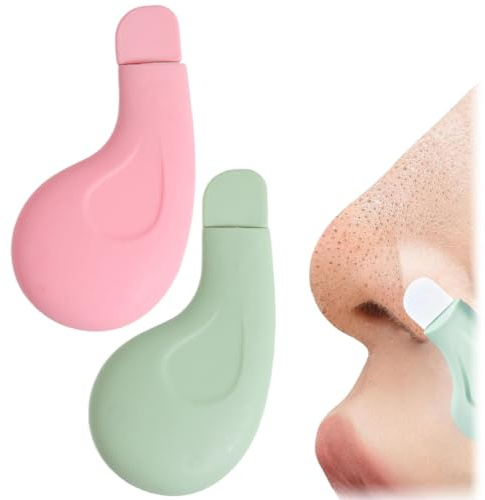 IWIDYA Estrattore di punti neri in silicone da 2 pezzi - Estrattore di punti neri per naso e viso, pulizia profonda e sicura, spatola per la cura della pelle (verde+rosa)