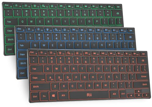 Rii Wireless Bluetooth Keyboard(2.4G+BT5.0) with Aluminum Alloy for Windows