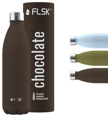 FLSK Trinkflasche – Premium Edelstahl Thermosflasche – 100 % auslaufsicher & kohlensäuregeeignet – hält 24 h kalt & 18 h heiß – BPA-frei (chocolate, 1000 ml)