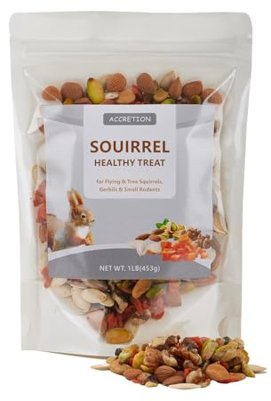 Accretion Nut & Seed Snack Mix for Pet Squirrels, 1 lb All-Natural Blend with Pistachios, Almonds, Walnuts, Pumpkin Seeds, Carrot, Supports Foraging for Small Rodents