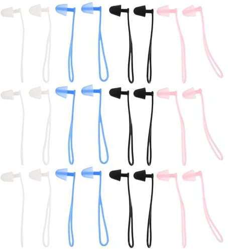 TOKIDNY 16 pares de tapones impermeables para los oídos para nadar, tapones de silicona con cuerda para nadar, dormir, roncar, trabajar, conciertos, cancelación de ruido, protección auditiva