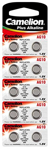 Camelion Tireflys AG 10 LR1130 Knopfzellen für Uhr und Hörgerät, 12 Stück