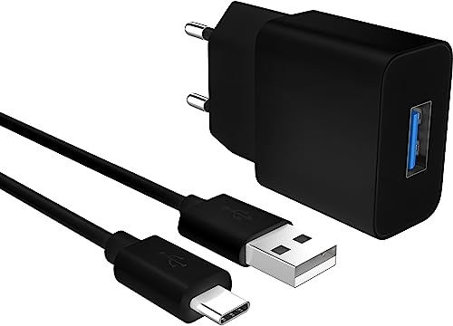 MyGadget 1X Cargador y Cable Micro USB 1m - Enchufe de Pared (2A | 5V) Compatible con Smartphone & Tablet, Samsung (u.a. S6 | S7), HTC, Sony, Nexus - Negro