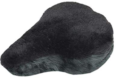 Reissner Lammfelle Fahrradsattel Bezug Fahrradsattelüberzug Lammfell mit Webpelzkranz FSB-C-II anthrazit, 27x24cm