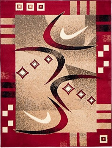 Carpeto Modern Teppich Rot 180 x 250 cm Geometrische Muster Kurzflor Verona Kollektion