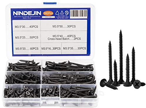 NINDEJIN - Juego de tornillos de montaje rápido con rosca gruesa M3.5 + cabeza de cruz Batch 282 piezas