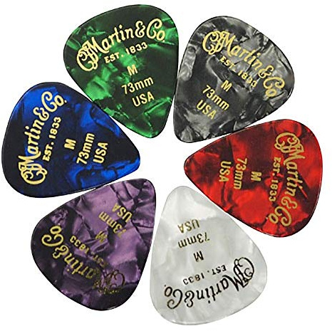 MARTIN Sachet de 6 médiators Medium, 0,73 mm, Coloris assortis (A0096)