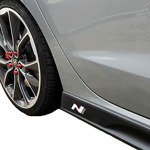 PrintAttack P042 | Set di 2 adesivi per minigonne laterali N-Performance | 751 Oracal/3M Carbon | Car Styling | Set di decorazioni (bianco/grigio/rosso)