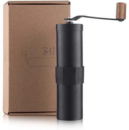 Manuelle Kaffeemühle mit Keramikmahlwerk – Handkaffeemühle stufenlos verstellbar, abnehmbare Kurbel, modernes Design mit Holzgriff, ideal für Camping, Reisen und Zuhause
