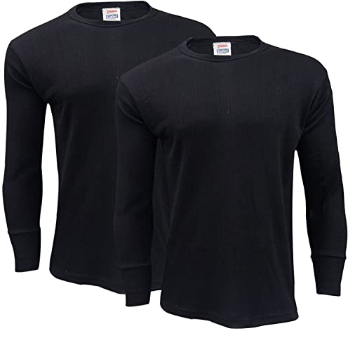 Gaffer Men's Thermal Top Long Sleeve T Shirt Warm Underwear Baselayer, 2 Packs, Grey, Winter Ski Wear