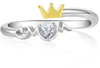 Starchenie Kronring drottning silverring 925 zirkon 3A ring för mamma, Sterlingsilver