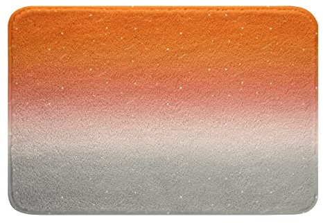 Ombre Badematte 40x60cm Bunte Glitzer Ombre Badteppiche Galaxis Badezimmerteppich Niedlich Weltraum Raumdeko Orange Weiß Grau Farbverlauf Weich Zottelig Badvorleger für Wanne Wohnzimmer Küche