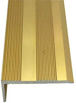 Grandismo® 3ft - Stair Edging - Self Adhesive Stick Down - Edge Nosing Tread Strip - Tile/Laminate/Wood Aluminium to Vinyl - Threshold Metal Door Trim - Gold