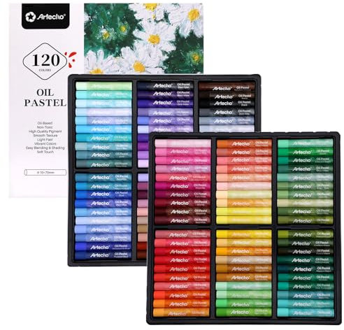Artecho Ölpastelle Satz von 120 Farben, weiche Ölpastellkreiden für Kunst Malerei, Zeichnung, Mischen, Ölkreiden Pastellkreiden Kunstzubehör für Künstler, Anfänger